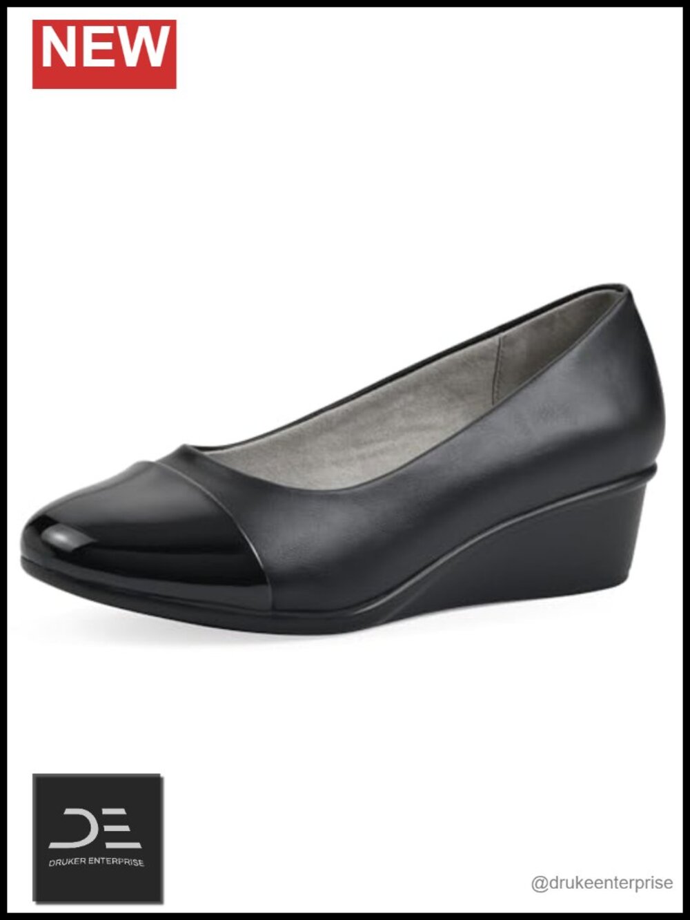 Cushioned Wedge Heel Pump Round Toe Slip On Business Casual